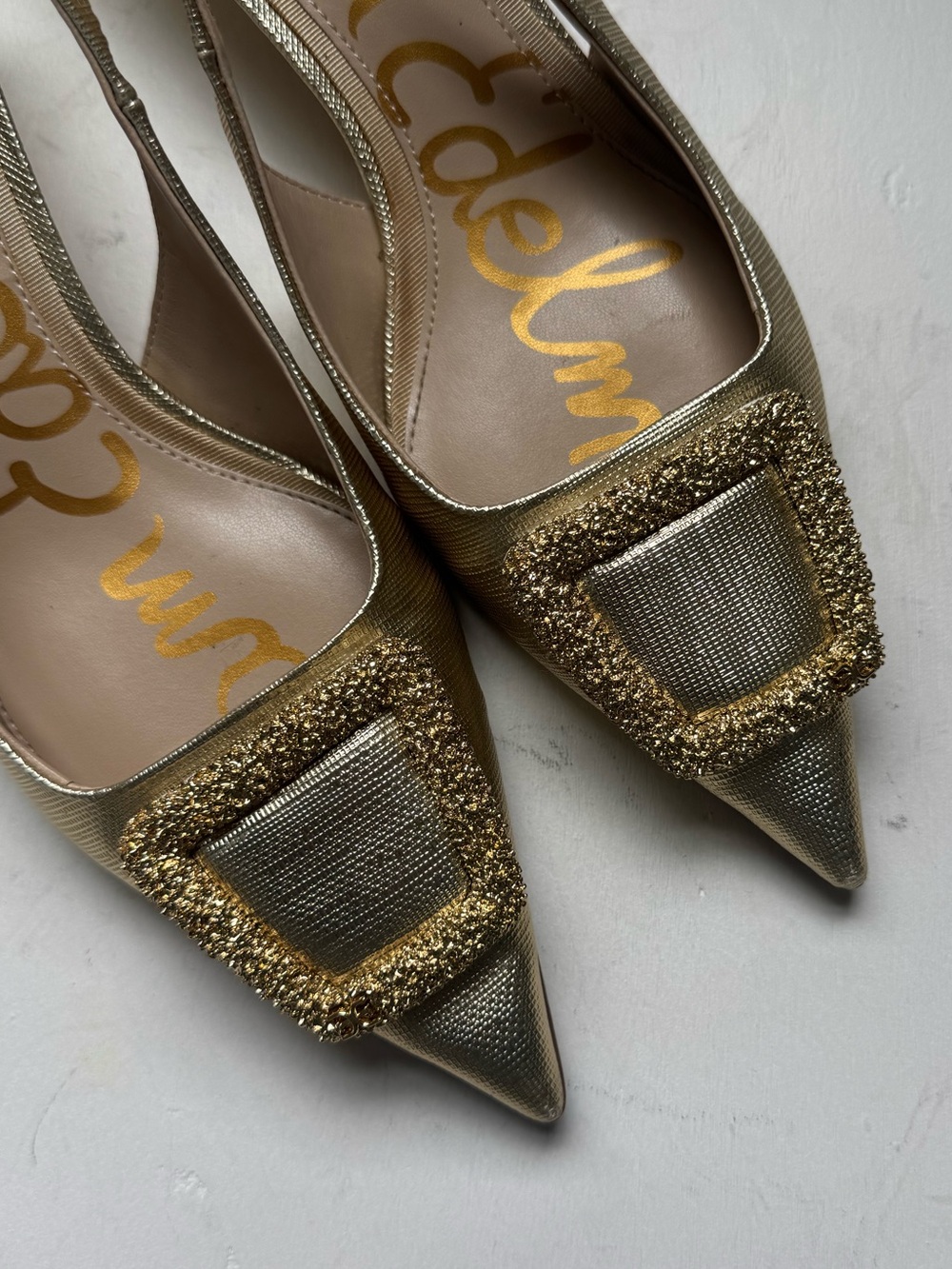Sam Edelman Kammie Gold Slingback Kitten Heels - Picture 4 of 16